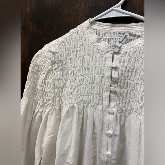 MADEWELL M Smocked Top in Cotton-Silk Blend NW994 - Picture 5 of 8
